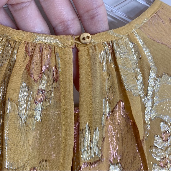 NEW Ulla Johnson Aster Blouse *Citrine* Floral Metallic Silk Blend Sz 0 - Picture 13 of 15